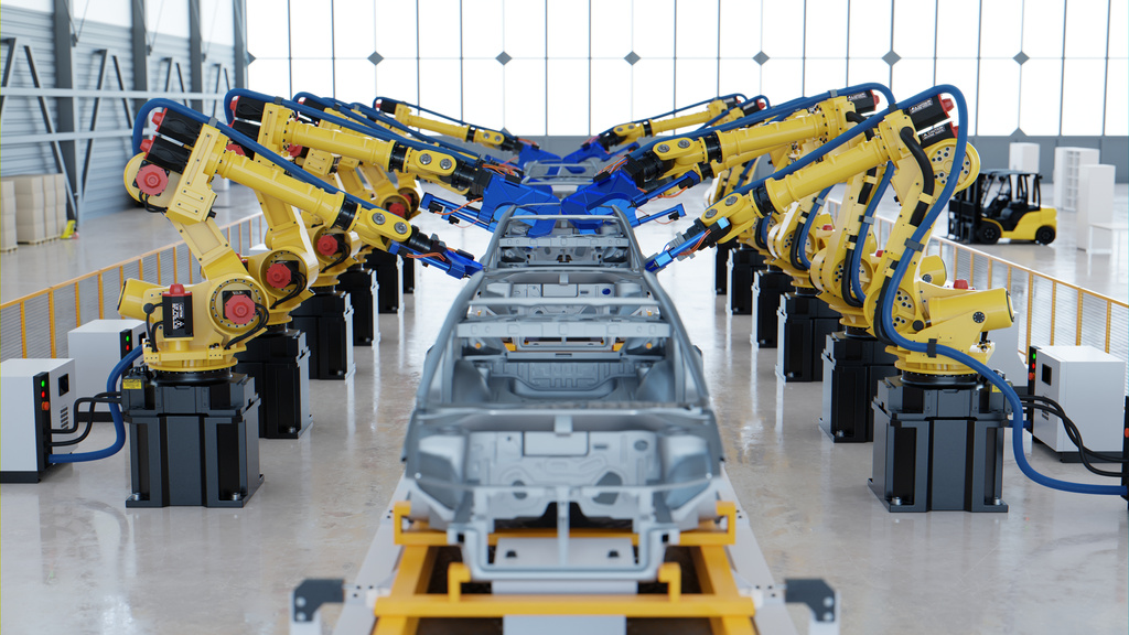Robotic Automotive Assembly in Factory